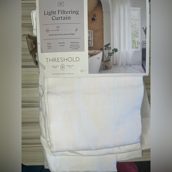 1Panel Light Filtering Linen Window Curtain Panel - Threshold - Picture 2 of 8